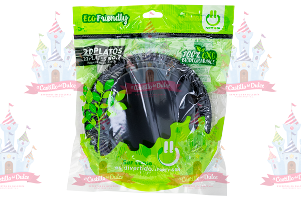 PLATO #7 NEGRO 12/20 PZA FAB. SELECTAS - EL CASTILLO DEL DULCE