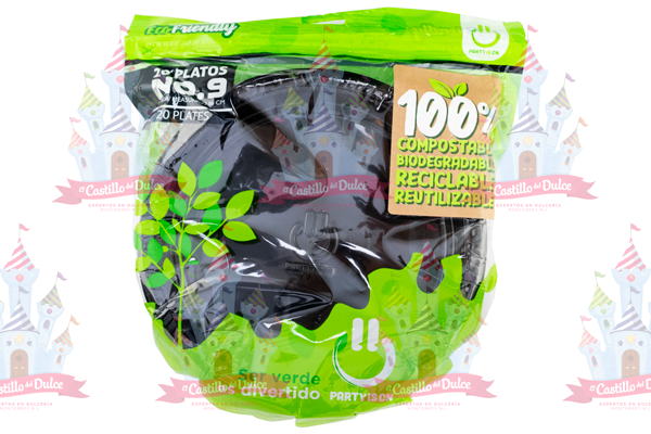 PLATO #9 NEGRO 12/20 PZA FAB. SELECTAS - EL CASTILLO DEL DULCE