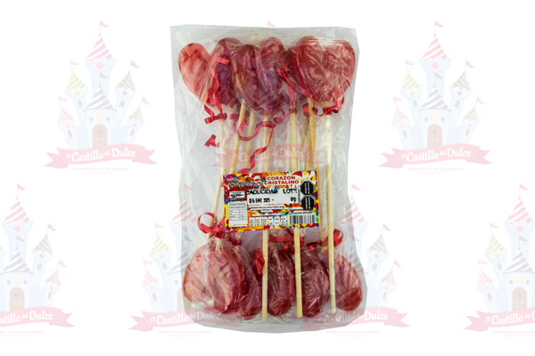PALETA CORAZON CRISTALINO 20/10 PZA MACIAS - EL CASTILLO DEL DULCE