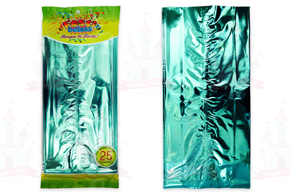 BOLSA METALIZADA AQUA SOLIDO 50/25 FESTIBOLSAS - EL CASTILLO DEL DULCE