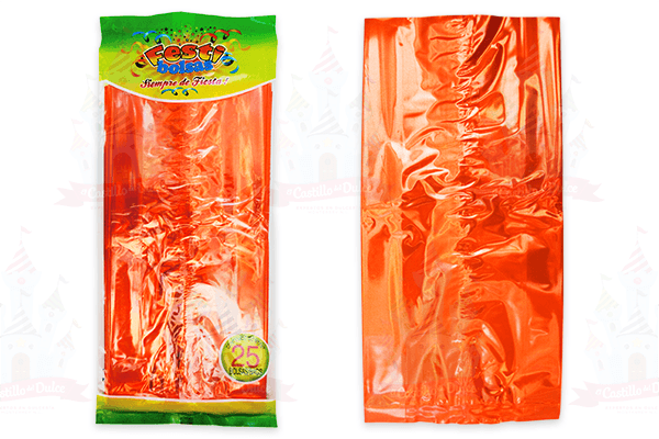 BOLSA METALIZADA NARANJA 50/25 FESTIBOLSAS - EL CASTILLO DEL DULCE