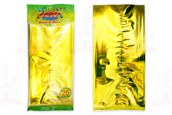 BOLSA METALIZADO DORADO 50/25 FESTIBOLSAS - EL CASTILLO DEL DULCE