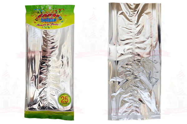BOLSA METALIZADO PLATA 50/25 FESTIBOLSAS - EL CASTILLO DEL DULCE