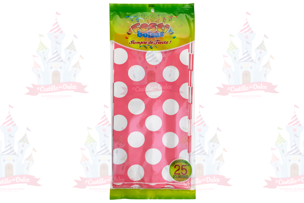 BOLSA ROSA CON LUNARES 50/25 FESTIBOLSAS - EL CASTILLO DEL DULCE