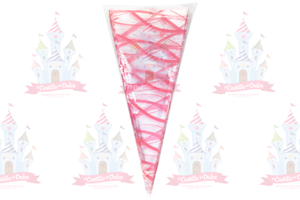 CELOFAN CONICA FRANJA ROSA 12X30 C/50 PZA LOZMAR - EL CASTILLO DEL DULCE