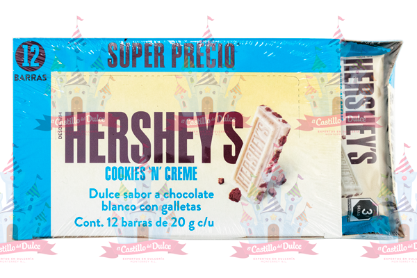 BARRA COOKIES N CREME 12/12 20 GRS HERSHEY - EL CASTILLO DEL DULCE