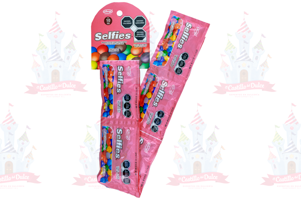 CONFITADO SELFIES ROSA TIRA 24/10 PZA - EL CASTILLO DEL DULCE