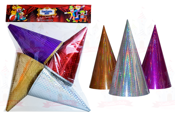 GORRO METALICO CONO MEDIANO 60/10 PZA FANTASIA - EL CASTILLO DEL DULCE