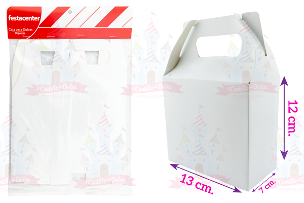 CAJA P/DULCES BLANCO LISO 25/10 PZ FESTACENTER - EL CASTILLO DEL DULCE