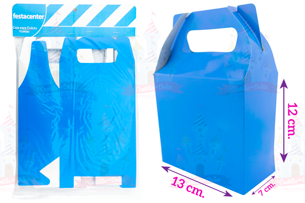 CAJA P/DULCES CELESTE LISO 25/10 PZ FESTACENTER - EL CASTILLO DEL DULCE