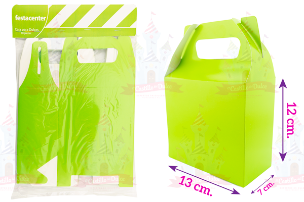 CAJA P/DULCES VERDE LIMA LISO 25/10 PZ FESTACENTER - EL CASTILLO DEL DULCE