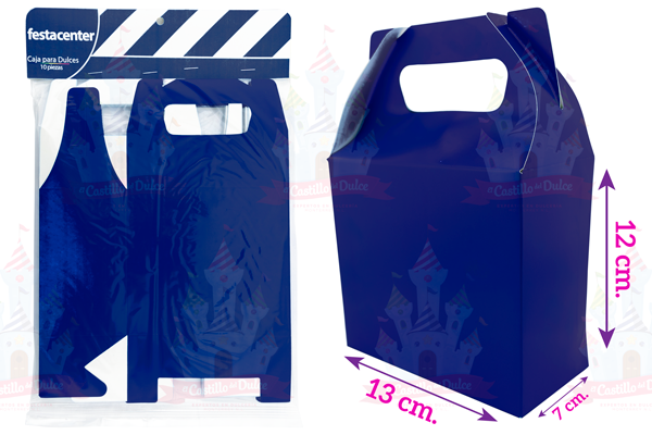 CAJA P/DULCES AZUL MARINO 25/10 PZ FESTACENTER - EL CASTILLO DEL DULCE