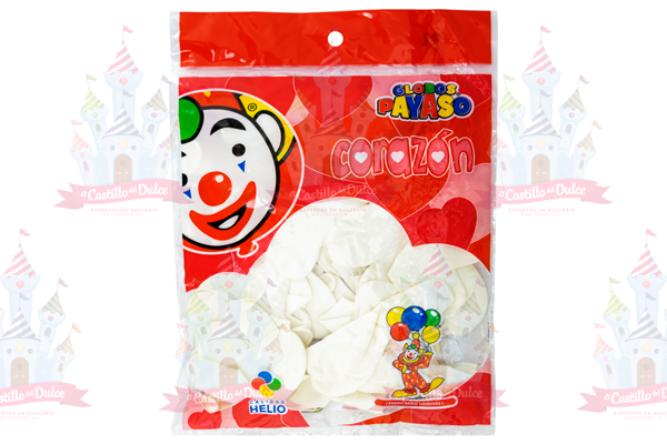 GLOBO CORAZON H-10 BLANCO 80/50 PZS - EL CASTILLO DEL DULCE