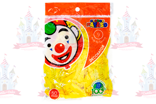GLOBO DECORATOR #9 AMARILLO CANARIO 100/50 PZS - EL CASTILLO DEL DULCE