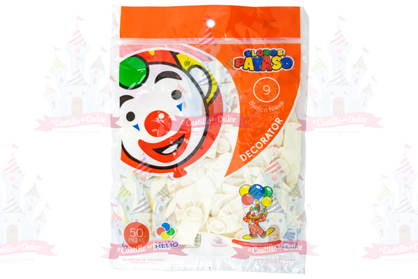 GLOBO DECORATOR #9 BLANCO 100/50 PZS - EL CASTILLO DEL DULCE