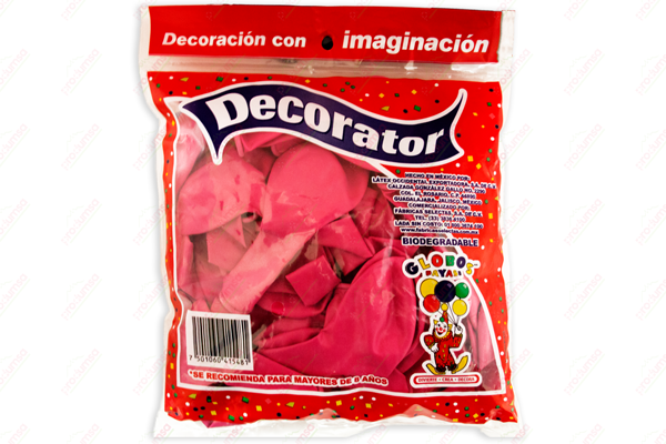 GLOBO DECORATOR #9 FUCSIA 100/50 PZS - EL CASTILLO DEL DULCE