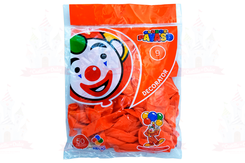 GLOBO DECORATOR #9 NARANJA SOL 100/50 PZS - EL CASTILLO DEL DULCE