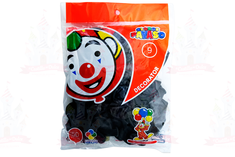 GLOBO DECORATOR #9 NEGRO 100/50 PZS - EL CASTILLO DEL DULCE