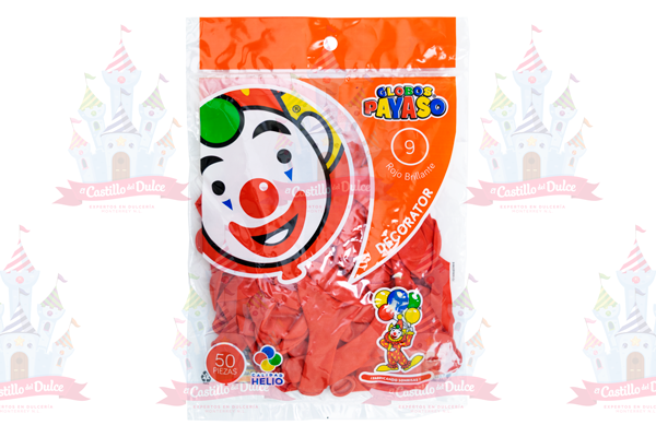 GLOBO DECORATOR #9 ROJO BRILL. 100/50 PZS - EL CASTILLO DEL DULCE