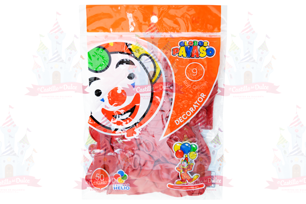 GLOBO DECORATOR #9 ROJO CARMIN 100/50 PZS - EL CASTILLO DEL DULCE