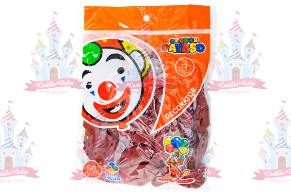 GLOBO DECORATOR #9 ROJO CEREZA 100/50 PZS - EL CASTILLO DEL DULCE