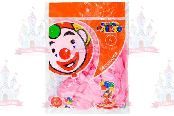 GLOBO DECORATOR #9 ROSA BEBE 100/50 PZS - EL CASTILLO DEL DULCE