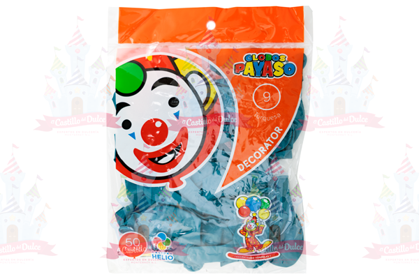 GLOBO DECORATOR #9 TURQUESA 100/50 PZA - EL CASTILLO DEL DULCE