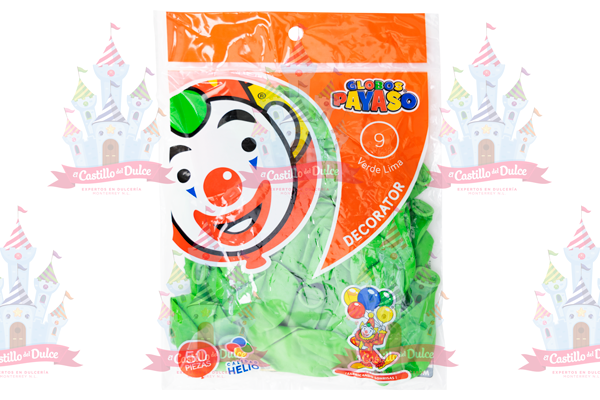 GLOBO DECORATOR #9 VERDE LIMA 100/50 PZS - EL CASTILLO DEL DULCE