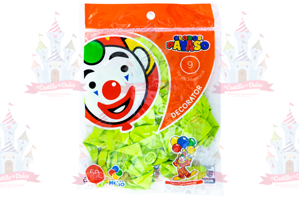 GLOBO DECORATOR #9 VERDE MANZANA 100/50 PZ - EL CASTILLO DEL DULCE