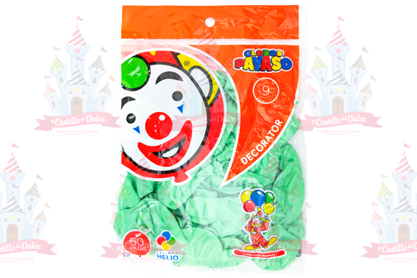 GLOBO DECORATOR #9 VERDE MENTA 100/50 PZ - EL CASTILLO DEL DULCE