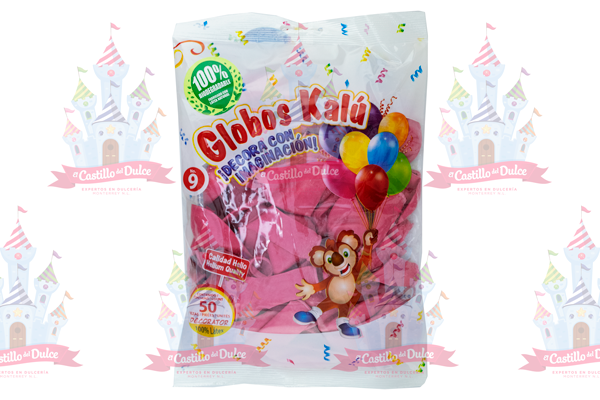 GLOBO DEC #9 ROSA MEXICANO 50/50PZA KALU - EL CASTILLO DEL DULCE