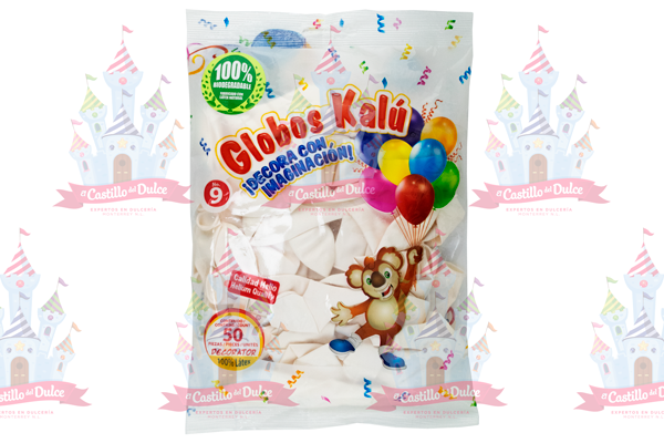 GLOBO DEC #9 BLANCO 50/50PZA KALU - EL CASTILLO DEL DULCE
