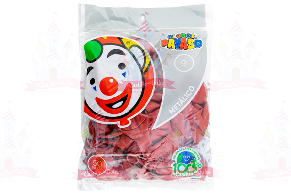 GLOBO MET #9 ROJO CEREZA 100/50 PZS - EL CASTILLO DEL DULCE