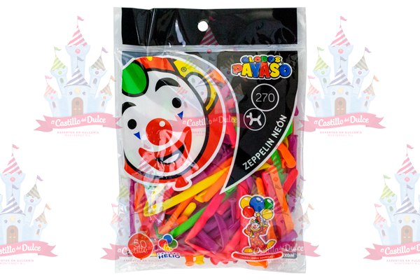 GLOBO PAYASO ZEPELIN NEON #270 70/50 PZAS - EL CASTILLO DEL DULCE