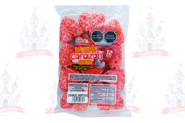 BOMBON CORAZON GRANDE JASPEADO 25/12 PZAS HUBIN - EL CASTILLO DEL DULCE