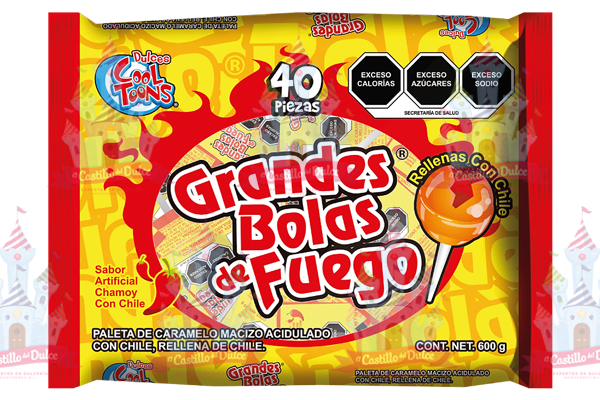PALETA GRANDES BOLAS DE FUEGO 24/40 COOL TOONS - EL CASTILLO DEL DULCE
