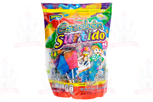 PALETA ESCOBON SURTIDO 35/40 PZ MARA - EL CASTILLO DEL DULCE