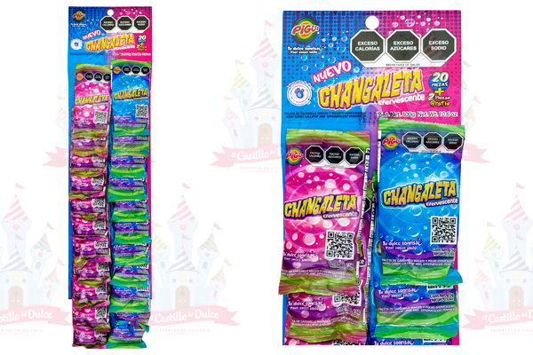 PALETA CHANGALETA EFERVECENTE 15/20 PZAS PIGUI - EL CASTILLO DEL DULCE