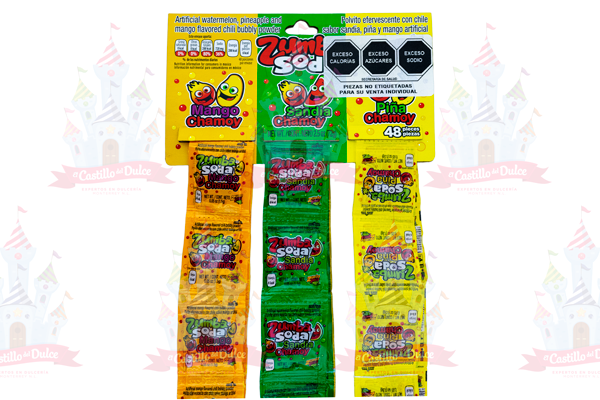 ZUMBA TIRA SODA MANGO SANDIA PINA 45/48 PZA ZUMBA - EL CASTILLO DEL DULCE