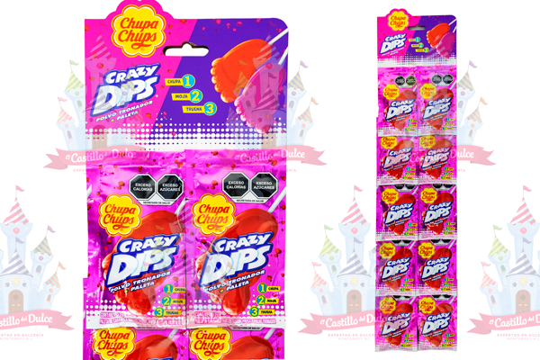 CRAZY DIPS TIRA FRESA 18/10 CHUPA CHUPS - EL CASTILLO DEL DULCE