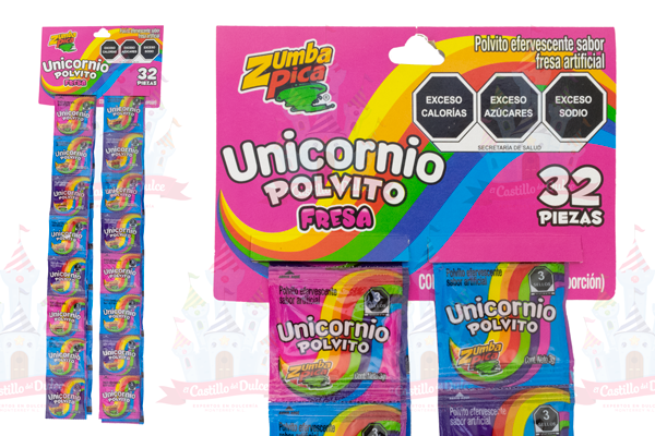 POLVITO UNICORNIO FRESA 44/32 PZAS ZUMBAPICA - EL CASTILLO DEL DULCE