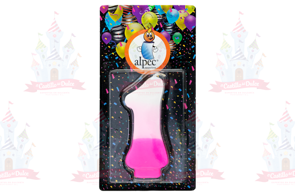 VELA NUMERO 1 BICOLOR ROSA 20/1 PZA ALPE - EL CASTILLO DEL DULCE