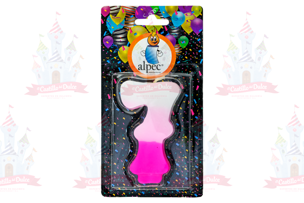 VELA NUMERO 7 BICOLOR ROSA 20/1 PZA ALPE - EL CASTILLO DEL DULCE