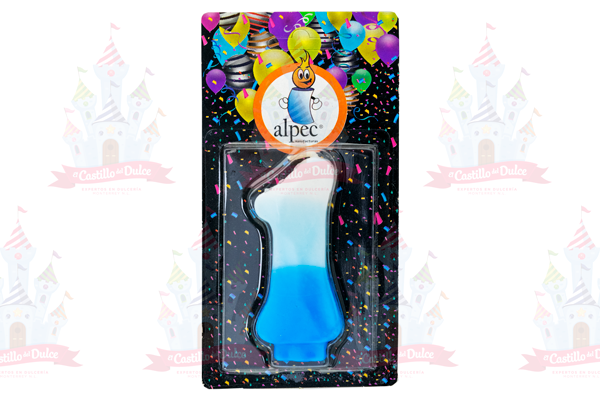 VELA NUMERO 1 BICOLOR AZUL 20/1 PZA ALPE - EL CASTILLO DEL DULCE