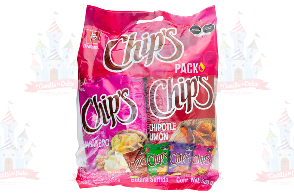 SURTIDO CHIPS PACK 1/4/170 GRS BARCEL.