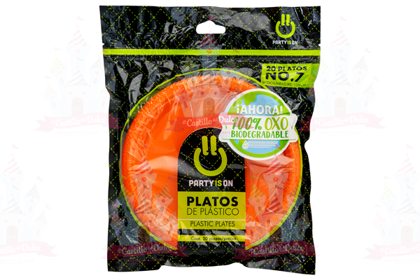 PLATO #7 NARANJA 12/20 PZA FAB. SELECTAS - EL CASTILLO DEL DULCE