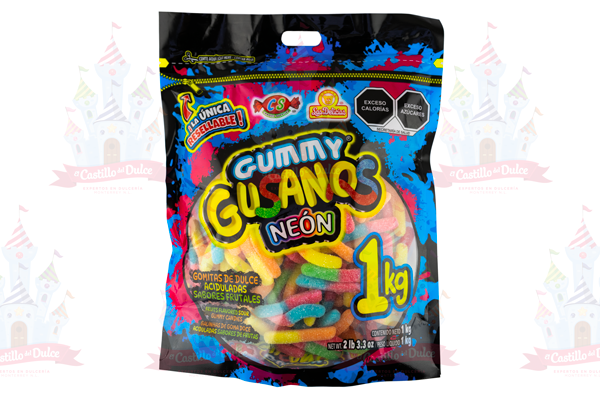 GUMMY GUSANOS NEON 10/1 KG. DELICIAS - EL CASTILLO DEL DULCE