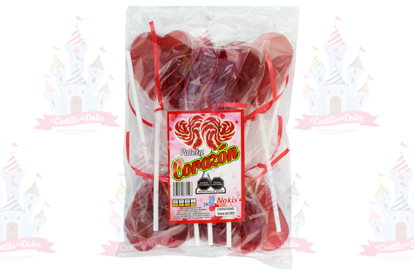 PALETA CORAZON GRANDE 20/10 PZ NOKIS - EL CASTILLO DEL DULCE
