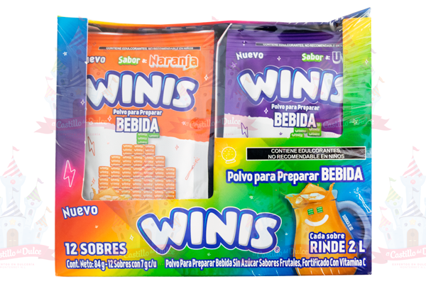 POLVO PARA BEBIDAS SABORES 12/12 PZS WINIS