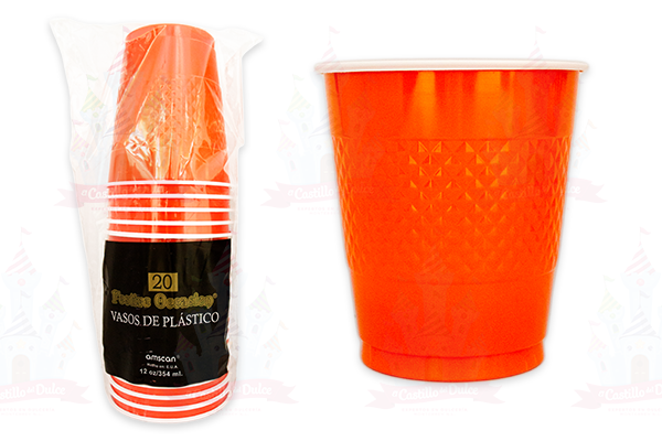 VASO #12 NARANJA 10/20 AMSCAN - EL CASTILLO DEL DULCE